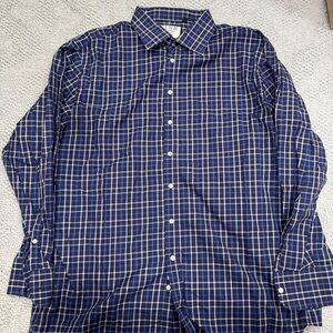 Thomas Pink Navy and White Plaid Shirt
